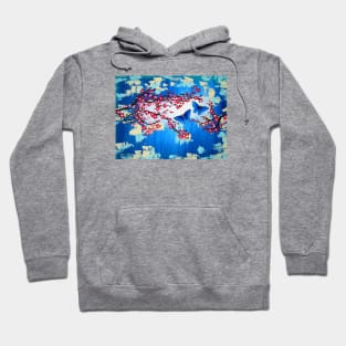 Blue, flowers and butterflies Hoodie